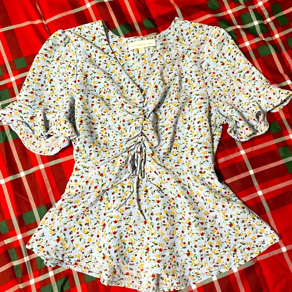 Monteau Blue Floral Blouse